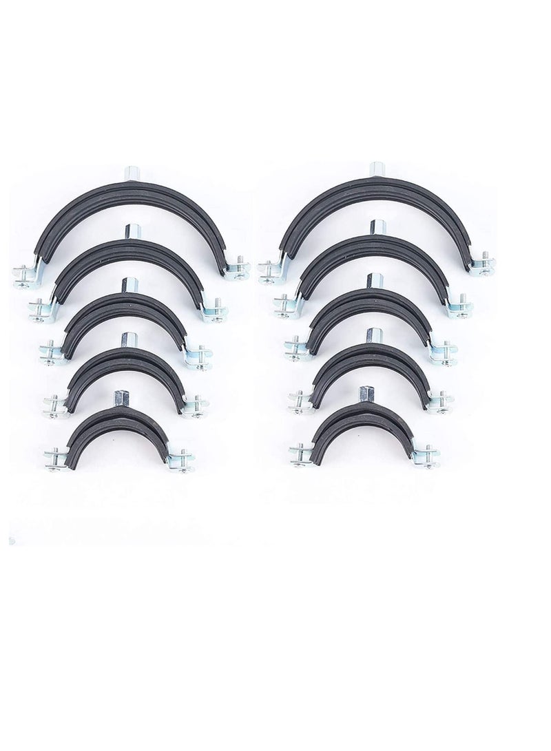 Heavy Duty Adjustable Two-screw Pipe Galvanized Iron (GI) Clamp with Rubber Lined or Unlined for Wall Ceiling Mount Pipe Supports, Split Ring Hanger (1.1/4 Inch, Pack of 10)  - Image 1
