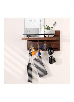 MIRFA Wall Mounted Key Holder With 2 Hooks, A Hanger Bar And A Mail Rack On Natural Wood Board  - Image 3