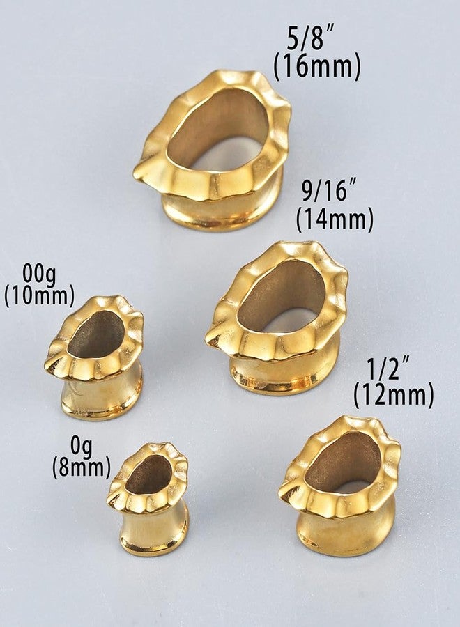 Earblity 1 Pair Cute gauges drop speckle 5/8'' (16mm) Ear Tunnels Plugs 316 Stainless Steel Gold Ear Gauges Weight Saddle Plugs Hypoallergenic expander Piercing Body Jewelry - Image 2