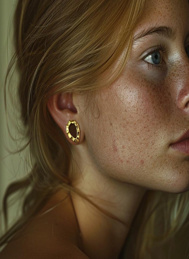 Earblity 1 Pair Cute gauges drop speckle 5/8'' (16mm) Ear Tunnels Plugs 316 Stainless Steel Gold Ear Gauges Weight Saddle Plugs Hypoallergenic expander Piercing Body Jewelry - Image 3