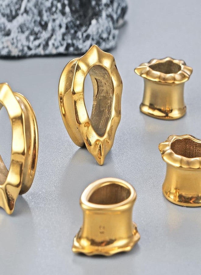 Earblity 1 Pair Cute gauges drop speckle 5/8'' (16mm) Ear Tunnels Plugs 316 Stainless Steel Gold Ear Gauges Weight Saddle Plugs Hypoallergenic expander Piercing Body Jewelry - Image 5