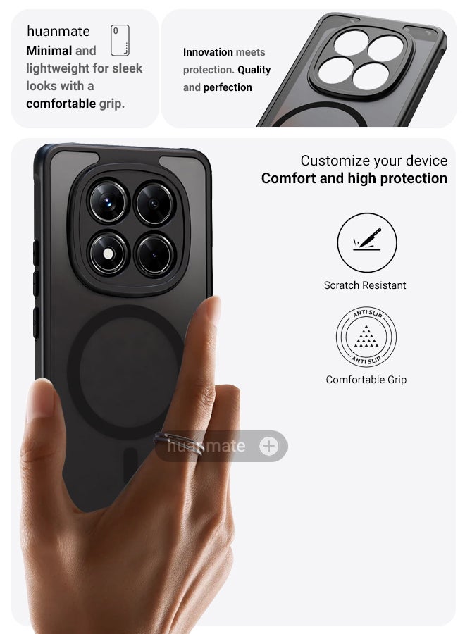 huanmate Xiaomi Redmi Note 14 Pro Plus 5G MagSafe Case Black- High Quality Strong Magnet, Wireless Charging Compatible, Shockproof Protection, Ultra Slim Anti-Scratch Magnetic Cover for Xiaomi Redmi Note 14 Pro Plus 5G - Image 3