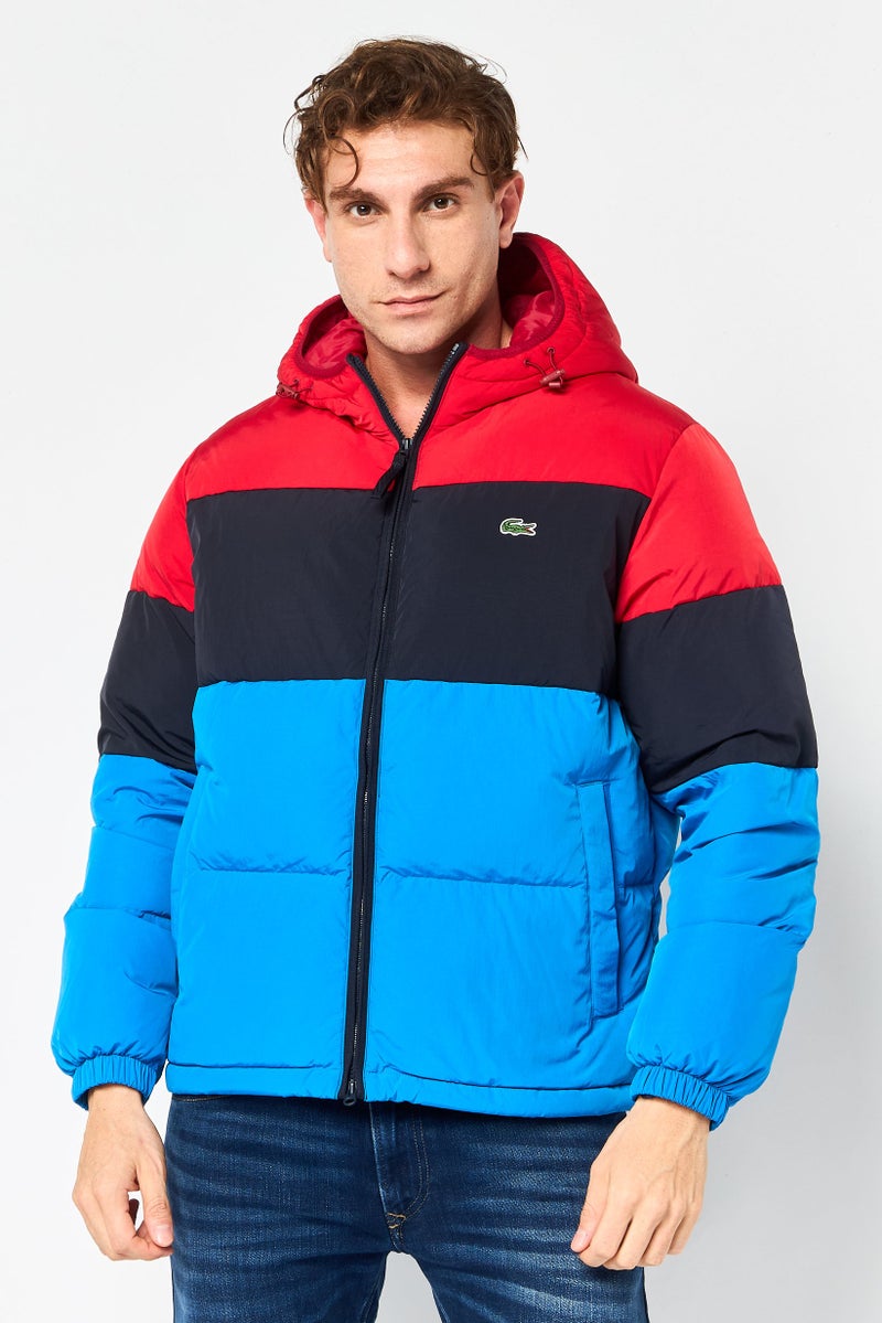 LACOSTE جاكيت بافر مزين بشعار للرجال، متعدد الألوان - Image 1