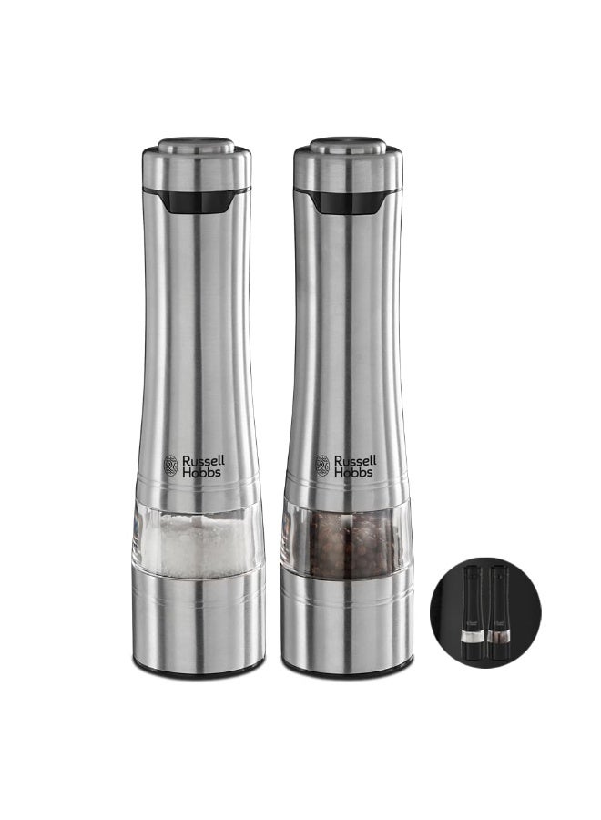 Russell Hobbs Battery Powered Salt and Pepper Grinders 23460-56 - Stainless Steel and Silver - Image 1