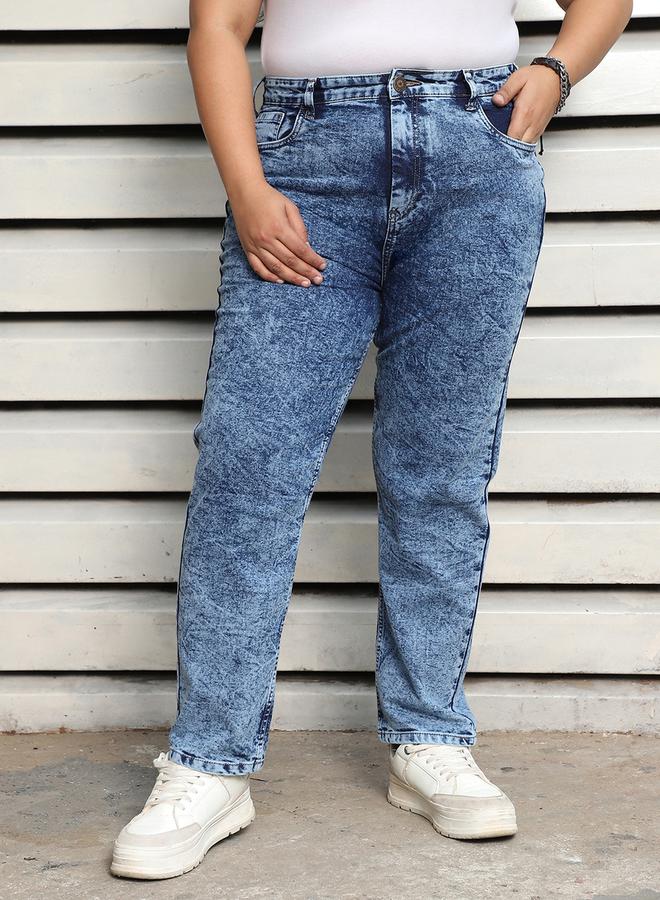 HIGH STAR Plus Size Slim Fit High Rise Faded Jeans by Styli - Image 2