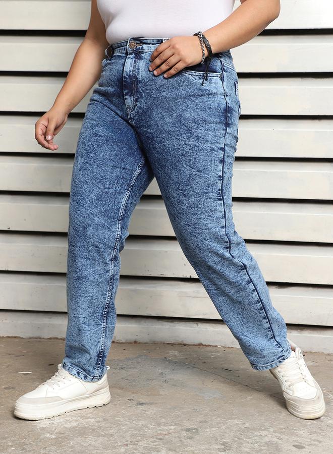 HIGH STAR Plus Size Slim Fit High Rise Faded Jeans by Styli - Image 3