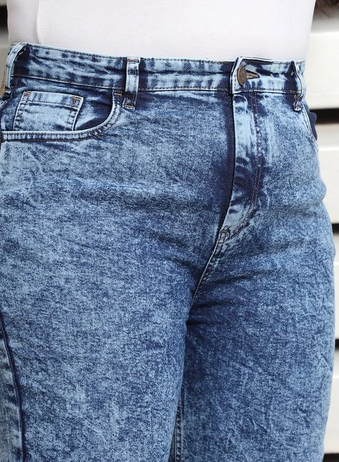 HIGH STAR Plus Size Slim Fit High Rise Faded Jeans by Styli