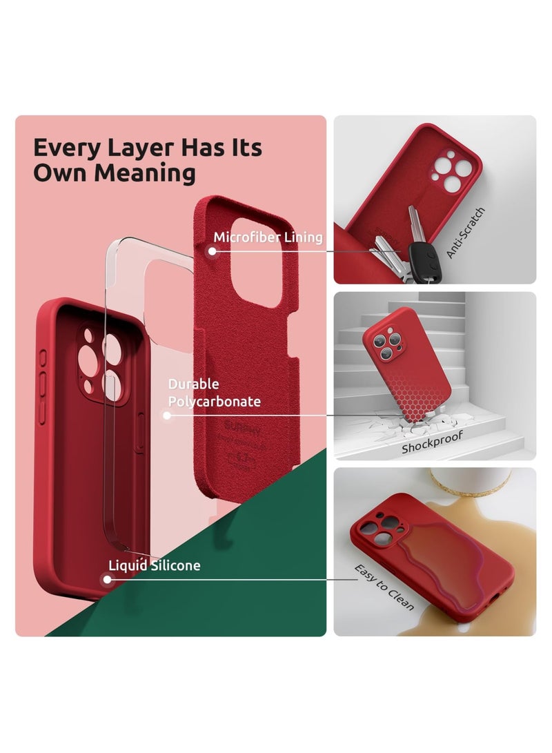 ELTRAZONE Design for iPhone 15 Pro Max Case, Liquid Silicone [2 x Screen Protectors & 1 x Lanyard] Protection for Each Lens Shockproof Cover for iPhone 15 Pro Max 6.7 inch 2023, Red - Image 4