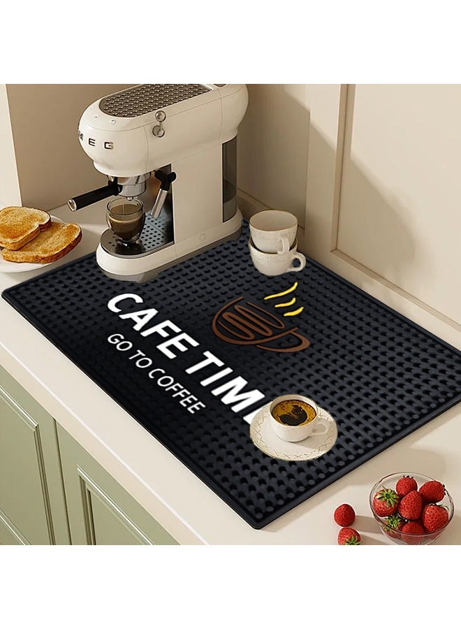 Coffee Mat Under Dish Rack Rubber Dish Drying Mat Kitchen Anti-Overflow Mat Cafe Accessories, Suitable For Coffee Machine, Coffee Pot, Espresso Machine, Under Dish Rack 45x30x0.8cm  - Image 1