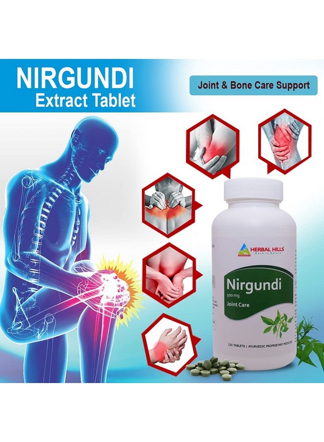 HERBAL HILLS Herbal Hills Nirgundi (Vitex negundo) 120 tablet - 500mg for Joint Care & various health benefits (Pack of 2)  - Image 2