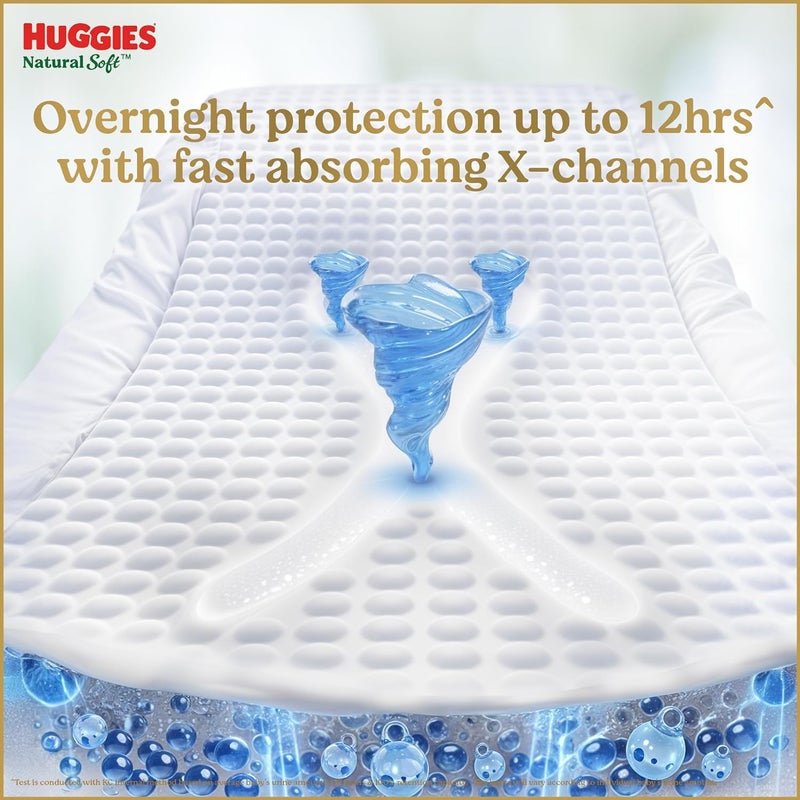 HUGGIES حفاضات هجيز ناتشورال سوفت بريميوم للأطفال، أفضل حفاضات ناعمة لدينا، مقاس متوسط (م) (7-12 كجم)، عبوة تحتوي على 60 حفاضة | نعومة سحابية في كل مكان مع أول حزام لمسة سحابية في الهند - Image 3