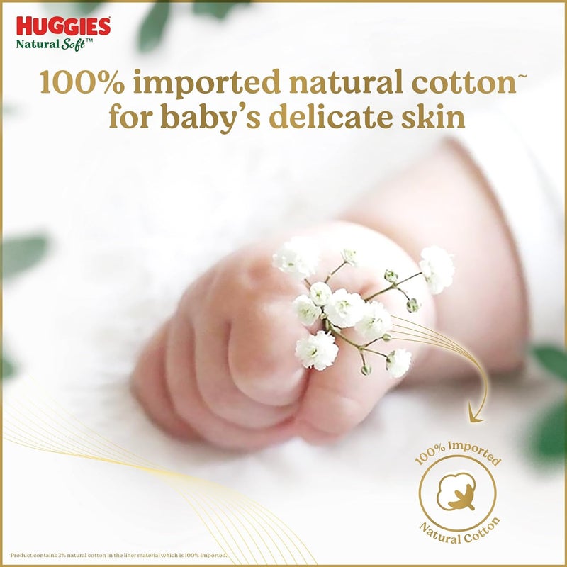HUGGIES حفاضات هجيز ناتشورال سوفت بريميوم للأطفال، أفضل حفاضات ناعمة لدينا، مقاس متوسط (م) (7-12 كجم)، عبوة تحتوي على 60 حفاضة | نعومة سحابية في كل مكان مع أول حزام لمسة سحابية في الهند - Image 5