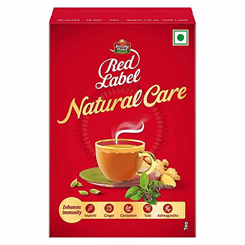 Red Label Brooke Bond Natural Care Tea, With 5 Ayurvedic Ingredients, Ginger, Leaf, 100 Gram - Image 1