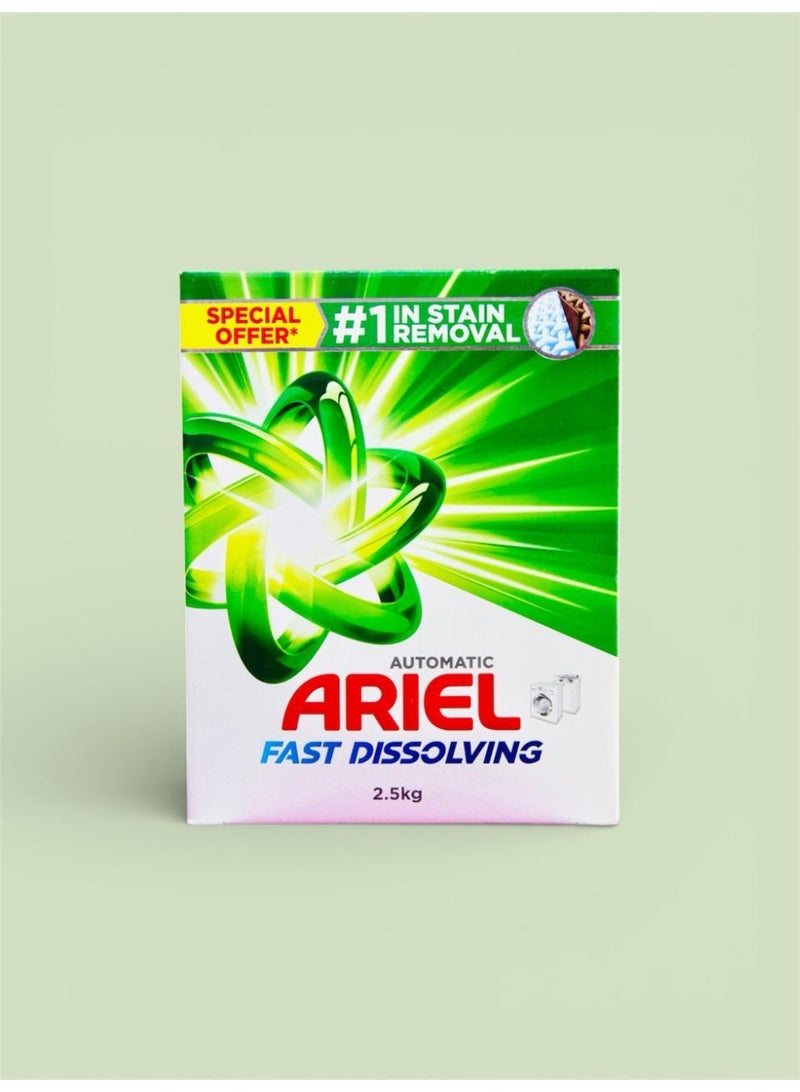 Ariel Green Washing Powder, Fast Dissolving Laundry Detergent, Powerful Deep Stain Removal, Quick-Action Formula with No Residue, Suitable for Machine Wash, 2.5 KG - Image 1