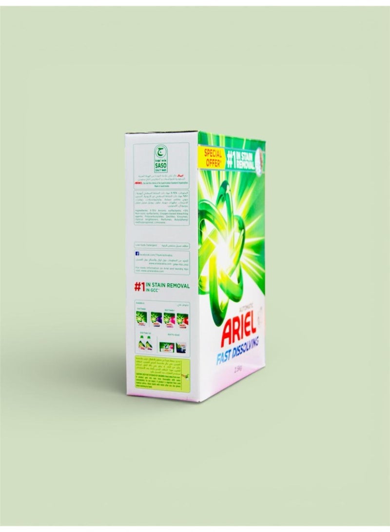Ariel Green Washing Powder, Fast Dissolving Laundry Detergent, Powerful Deep Stain Removal, Quick-Action Formula with No Residue, Suitable for Machine Wash, 2.5 KG - Image 3