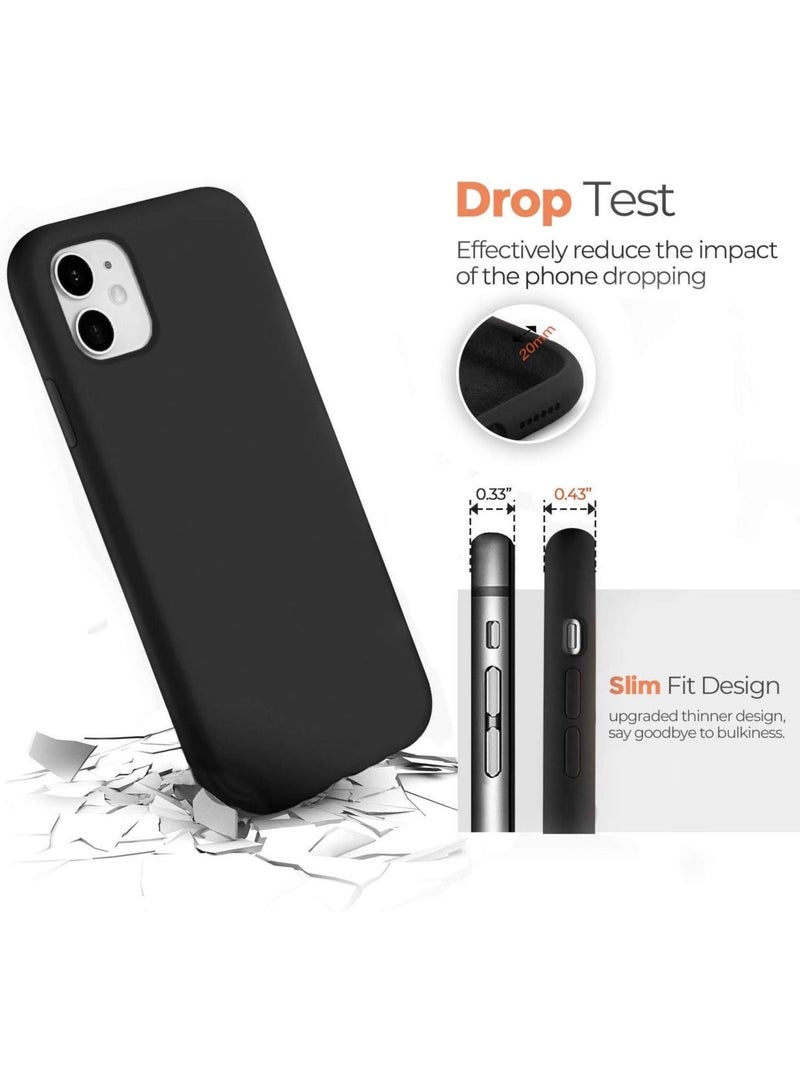 Y&D IPhone 11 Soft Liquid Silicone Gel Case Full Body Shockproof Rubber Protection Matte Finish Cover Soft Microfiber Lining Cushion Slim Back Case iPhone 11, Black - Image 2