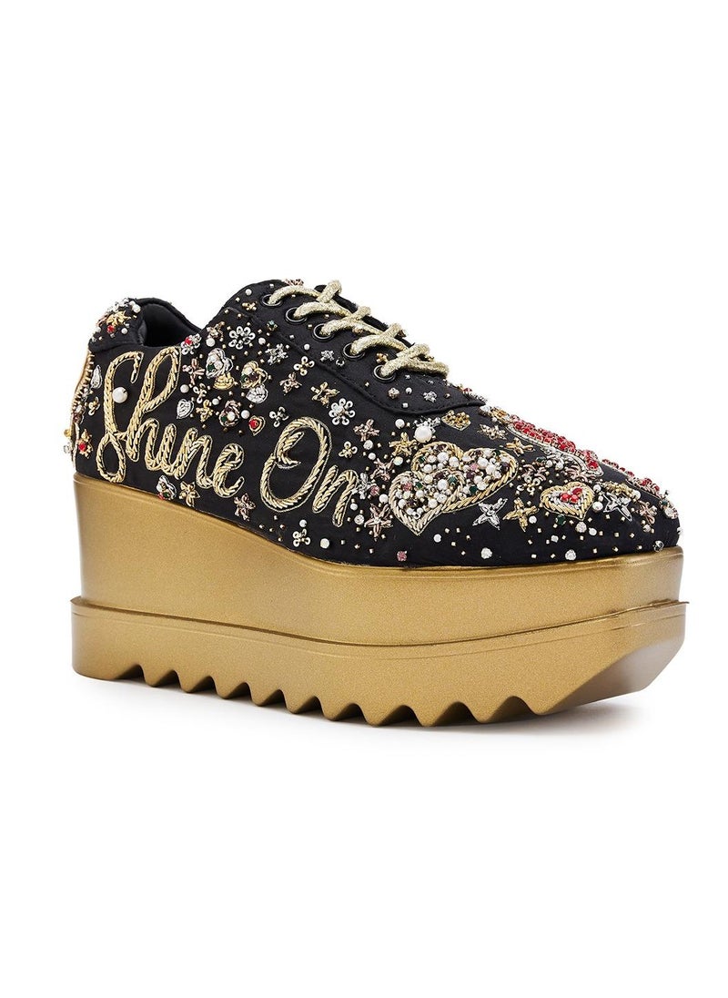 Anaar Anaar Lustre Love Wedge Sneakers, Womens Festive, Special Occasion and Partywear Premium Shoes  - Image 1