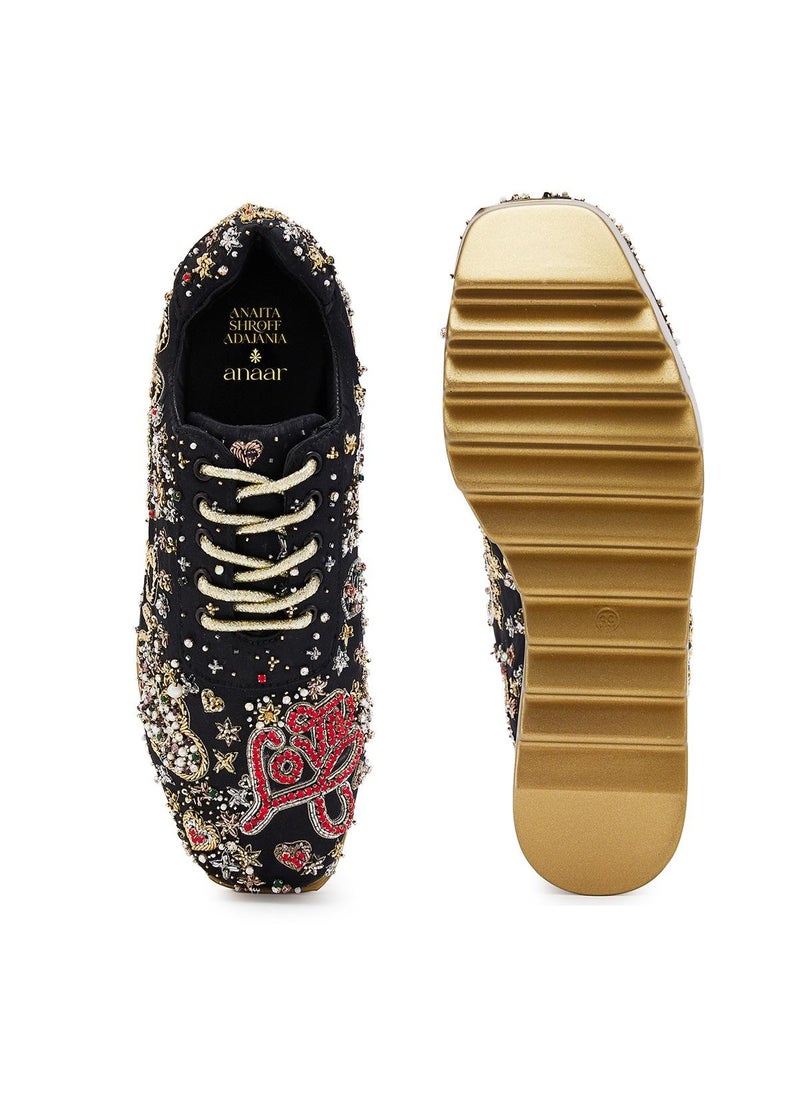 Anaar Anaar Lustre Love Wedge Sneakers, Womens Festive, Special Occasion and Partywear Premium Shoes  - Image 4