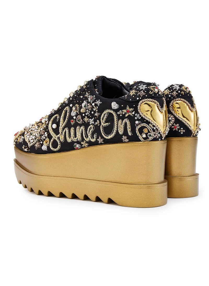 Anaar Anaar Lustre Love Wedge Sneakers, Womens Festive, Special Occasion and Partywear Premium Shoes  - Image 3