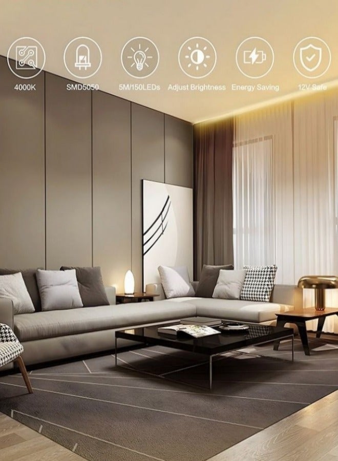 ميكسد مجلس الوزراء ضوء الشريط تحت استشعار الحركة ، في الأماكن المغلقة استخدام المكونات في ضوء الصمام الشريط ، الشريط باهتة وتوقيت 5 متر - Image 3