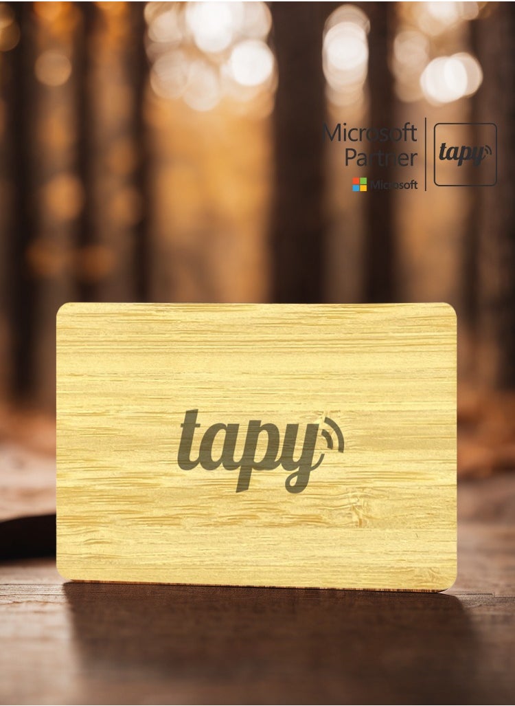 tapy - Tapy NFC Digital Business Card Premium Bamboo Wooden  Smart Card Instant Networking Contactless Technology iOS and Android Compatible Powered by Microsoft - Image 1