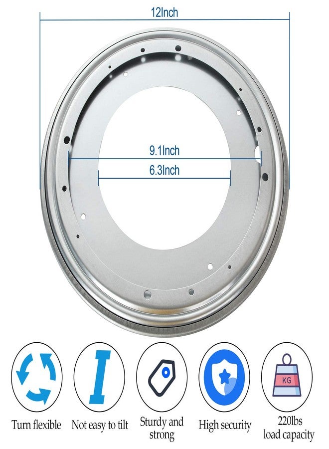 HNBun 2Pack 12inch Lazy Susan Hardware, 5/16” Thick Turntable Bearings, 1000lbs Rotating Bearing Plate Heavy Duty for Rotating Table, Book Case, Serving Tray,DVD Tower, Corner Shelves, Shoe Rack - Image 2