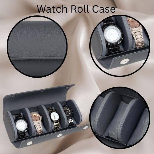 essart Travel Watch Roll Case 4 Slots – Portable Luxury Watch Organizer & Storage Box for Men & Women - Image 4