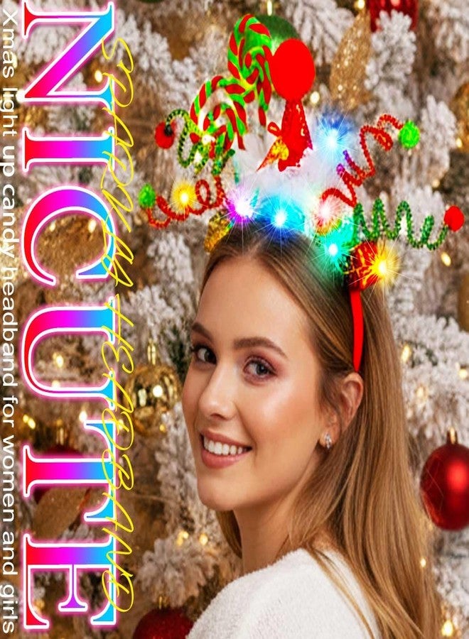 Nicute Light Up Christmas Headbands LED Xmas Headbands Holiday Headwear for Women and Girls (Green 3) - Image 4