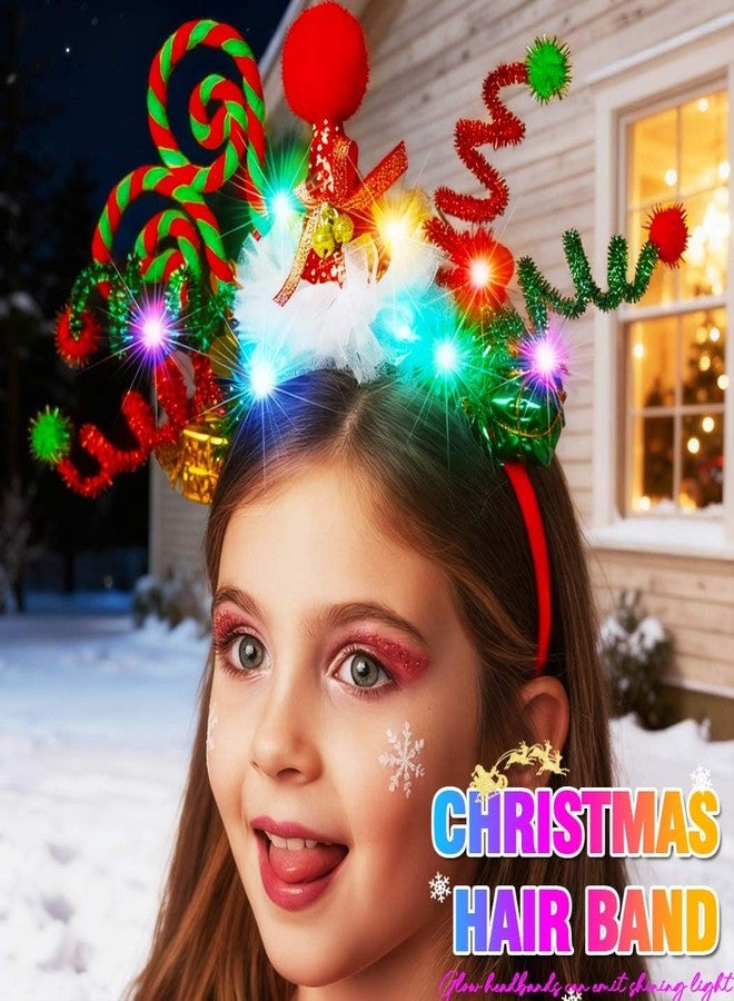 Nicute Light Up Christmas Headbands LED Xmas Headbands Holiday Headwear for Women and Girls (Green 3) - Image 2