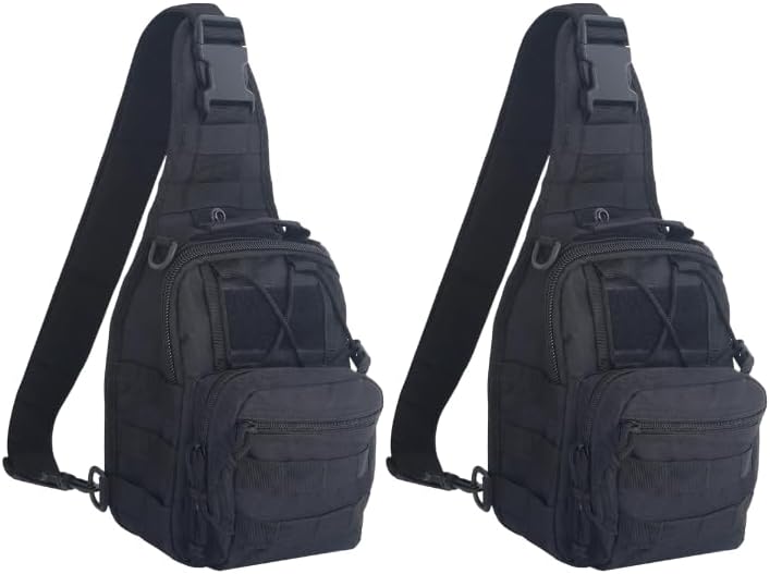 FAMI Outdoor Tactical Bag Backpack, Military Sport Bag Pack Sling Shoulder Backpack Tactical Satchel for Every Day Carry (Black 2 Packs) - Image 1