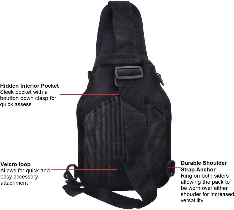 FAMI Outdoor Tactical Bag Backpack, Military Sport Bag Pack Sling Shoulder Backpack Tactical Satchel for Every Day Carry (Black 2 Packs) - Image 4