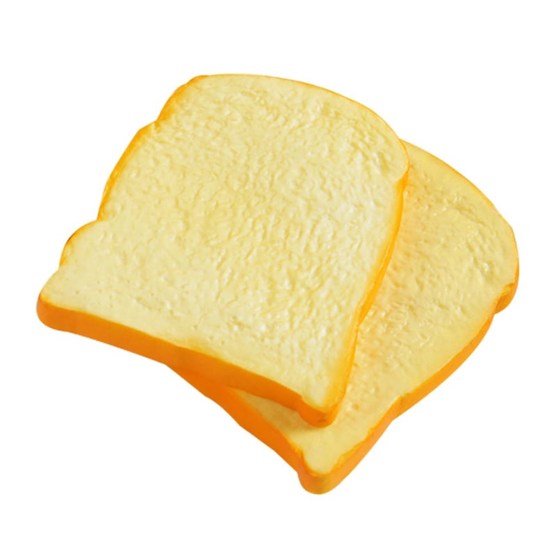 Realistic PU Fake Bread Toast Slices Display Decor Photo Prop Kitchen Supplies 2Pcs - Image 2