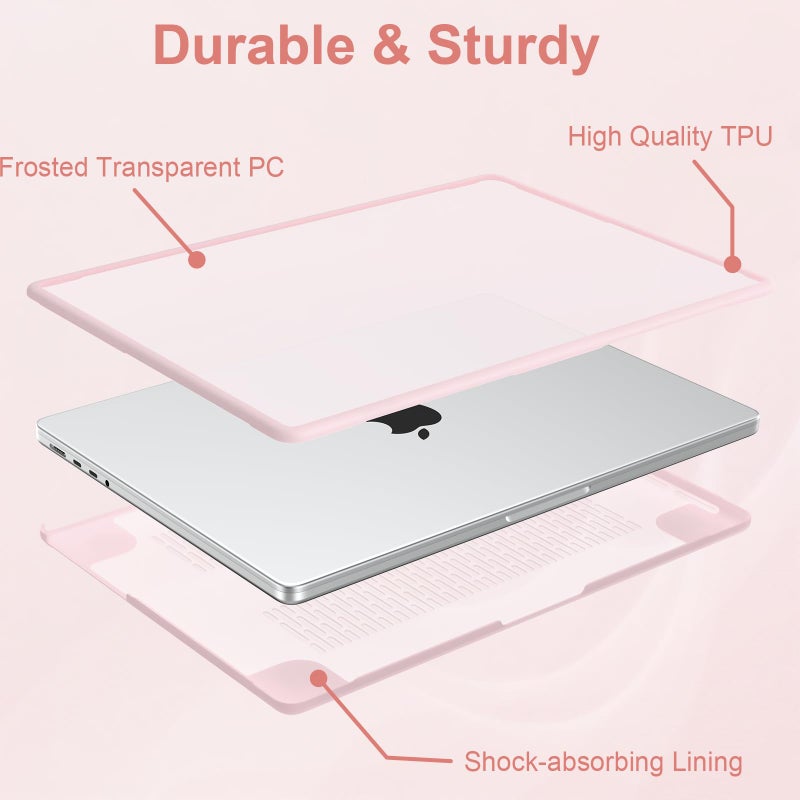 AKIT Compatible with MacBook Pro 14 inch Case 2025-2021 M5 M4 M3 M2 M1 A3434 A3112 A3185 A3401 A2918 A2992 A2779 A2442, [Anti-Cracking] Hard Shell Laptop Case&Keyboard Cover&Screen Protector, Pink - Image 4