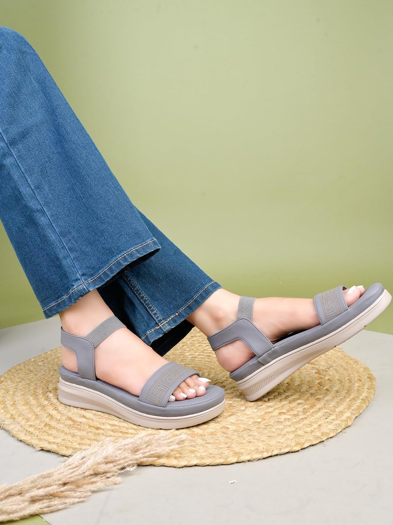 Shoetopia Orthopedic Comfortable Doctor Sole Grey Sandals For Women & Girls /EU41 - Image 1