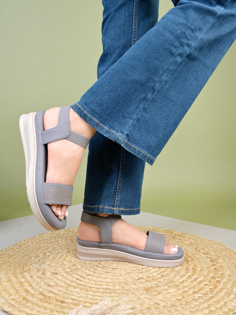 Shoetopia Orthopedic Comfortable Doctor Sole Grey Sandals For Women & Girls /EU41 - Image 2