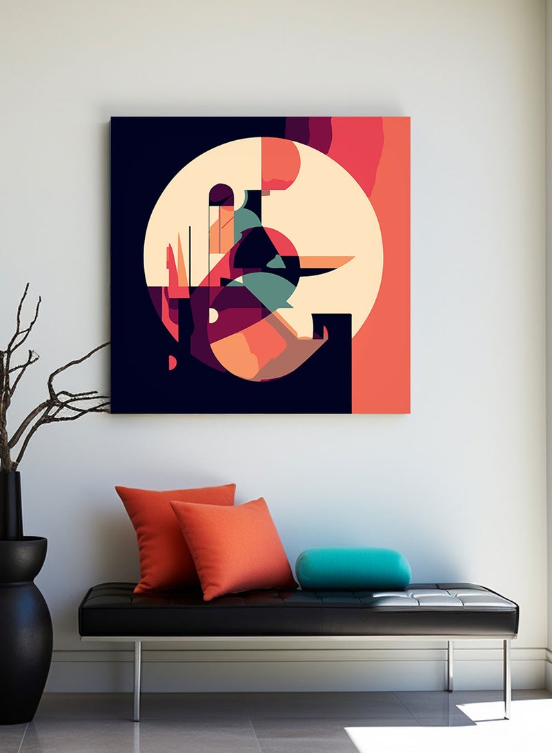 LOWHA Square Canvas Wall Art Stretched Over Wooden Frame with Abstract Conceptual Art Painting - Image 1