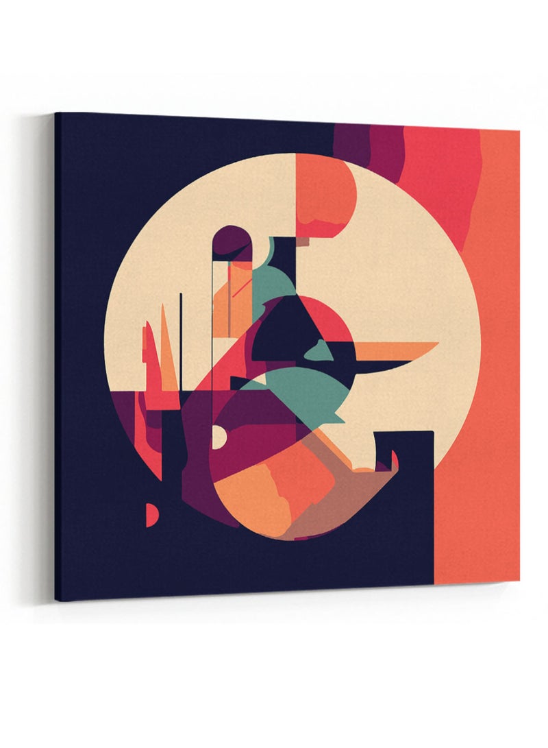 LOWHA Square Canvas Wall Art Stretched Over Wooden Frame with Abstract Conceptual Art Painting - Image 4