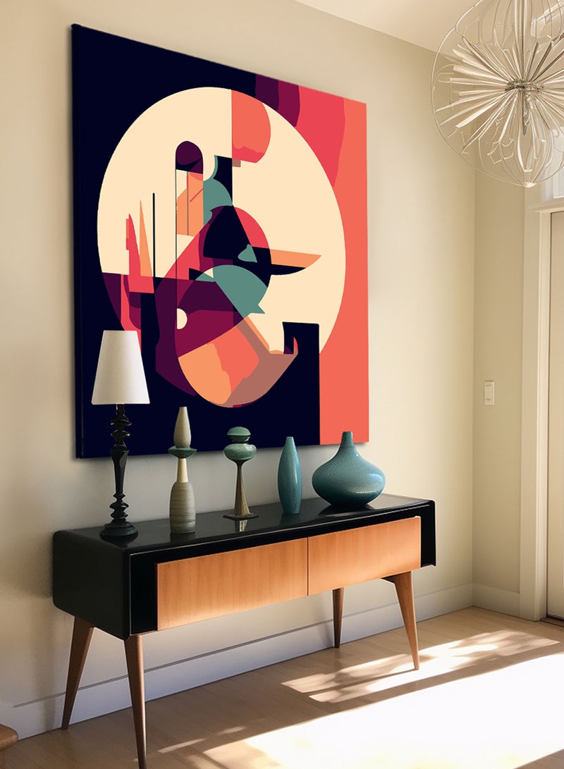 LOWHA Square Canvas Wall Art Stretched Over Wooden Frame with Abstract Conceptual Art Painting - Image 3