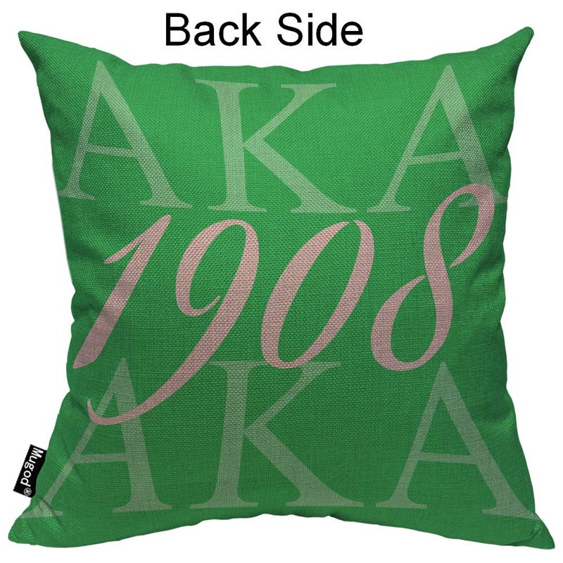 Mugod AKA 1908 Throw Pillow Also Known As Abbreviation Hip Hop Style Pink Green White Cotton Linen Square Cushion Cover Standard Pillowcase 18x18 Inch for Home Decorative Bedroom/Living Room/Car - Image 2