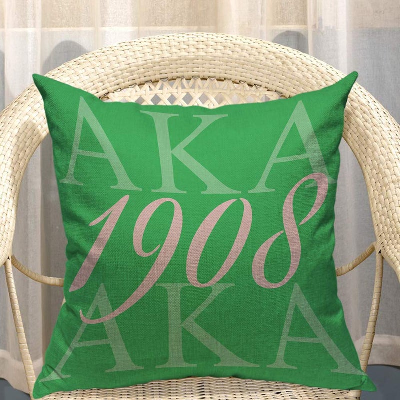 Mugod AKA 1908 Throw Pillow Also Known As Abbreviation Hip Hop Style Pink Green White Cotton Linen Square Cushion Cover Standard Pillowcase 18x18 Inch for Home Decorative Bedroom/Living Room/Car - Image 4