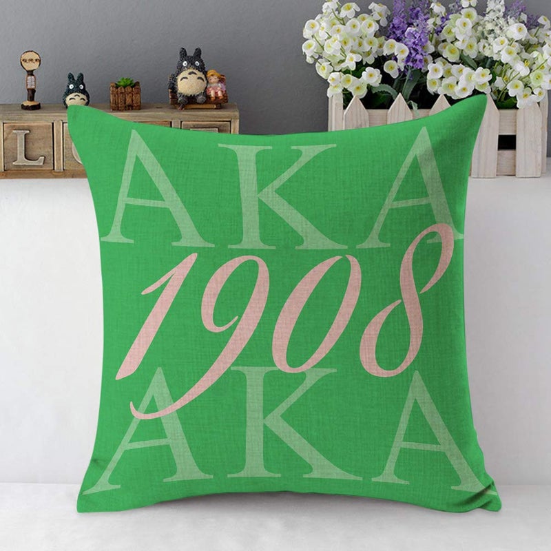 Mugod AKA 1908 Throw Pillow Also Known As Abbreviation Hip Hop Style Pink Green White Cotton Linen Square Cushion Cover Standard Pillowcase 18x18 Inch for Home Decorative Bedroom/Living Room/Car - Image 5