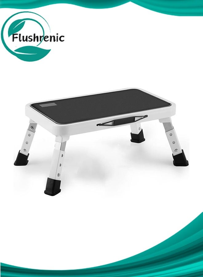 فلوشرينيك كرسي متحرك قابل للطي، كرسي متحرك قابل لتعديل الارتفاع مع منصة مانعة للانزلاق، سلم متحرك للبالغين أو الأطفال في المطبخ أو المنزل، سعة 330 رطلاً - Image 1