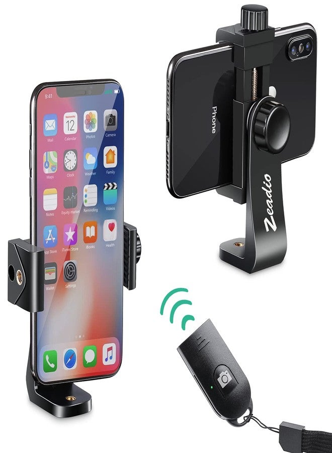 Zeadio Tripod Smartphone Mount, Cell Phone Holder Adapter, Selfie Stick Monopod Adjustable Clamp, Vertical and Horizontal Swivel Bracket, Fits for iPhone, Samsung, Huawei and All Phones - Image 1
