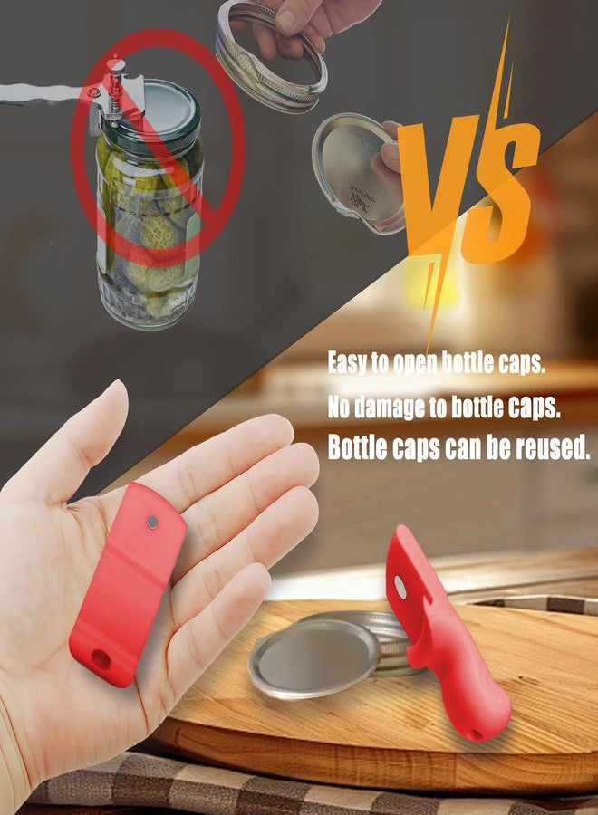 فتاحة برطمانات التعليب، أداة تعليب برطمانات ماسون، تُحرر ختم الفراغ على الأغطية ذات الفتحة الواسعة والعادية، رافعة مغناطيسية لأغطية البرطمانات للتعليب. مثالية للحفظ والتخليل وتخزين الطعام المنزلي - Image 4