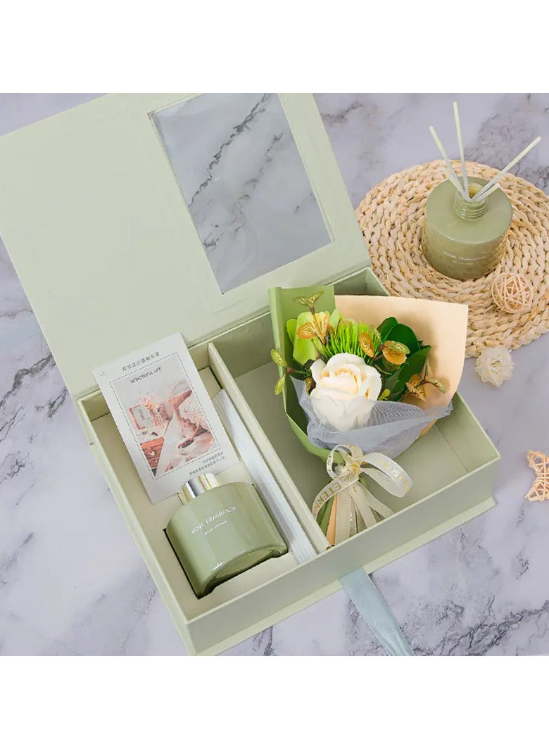 Gifts for Women for Birthday Women's Day Mother's Day,BOUQUET Gifts for Women,A Bottle Of Home Fragrance And Sticks Gift Set for Women With luxurious Box