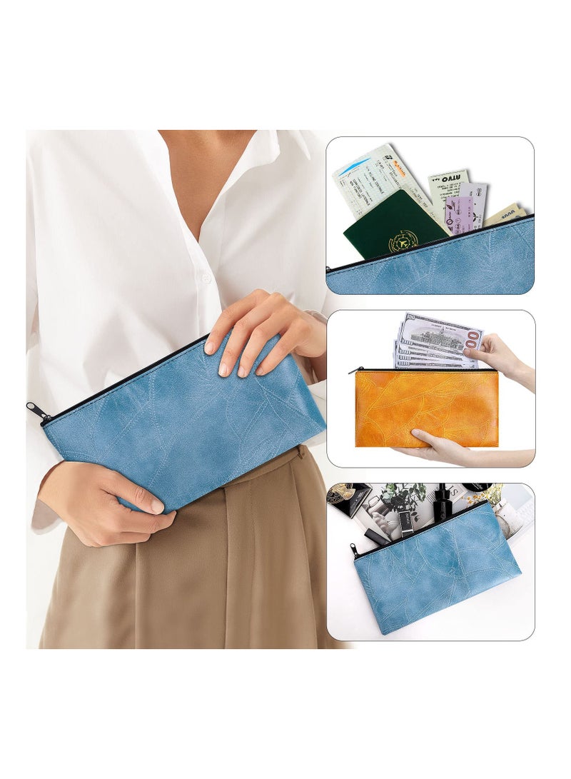 4-Pack Zippered PU Leatherette Security Wallet Pouches for Cash, Coins, Cosmetics, and Small Tools - Decorative Pattern 01, Ideal for Money Storage and Organization.  - Image 2