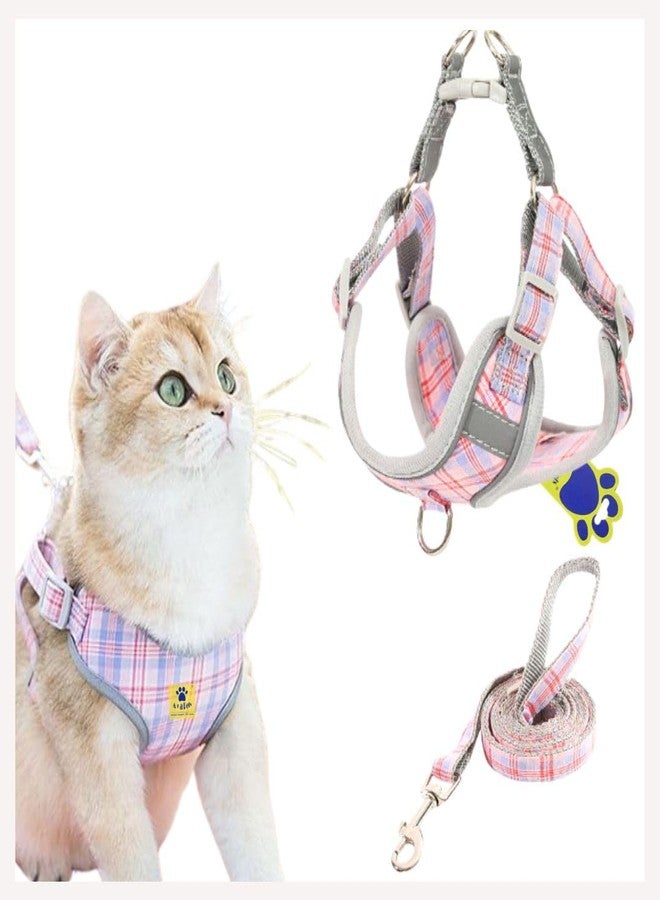 A+a Pets' Harness & Leash Set(Combo) for Cats, Puppies, Small Dogs with 2 Leash Points - Escape Friendly | Night Safety | Reflective Strips |100% Cotton (XXS, Pink) - Image 1
