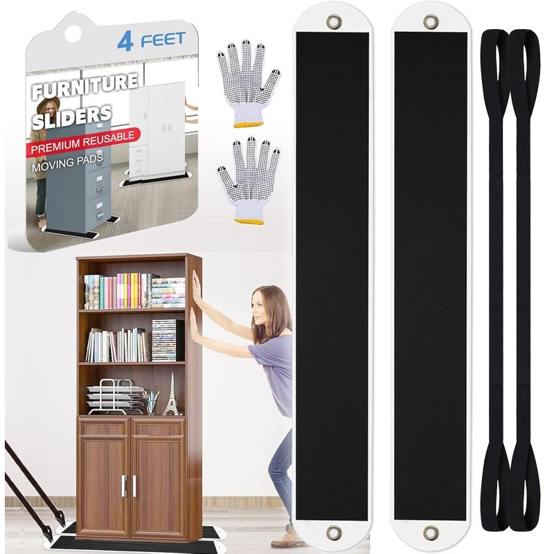 2 Set Large Furniture Sliders with Pull StrapAppliance Moving SlidersHeavy Duty Furniture Movers SlidersFurniture Pull Sliders for Carpet and Hardwood Floors 4 feet