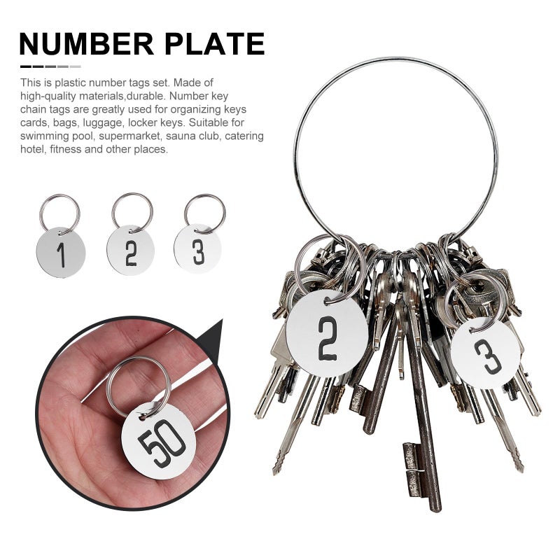 50 Pcs Round Plastic Numbered Tags with Key Rings for Office Event Classroom Labeling Identification - Image 5
