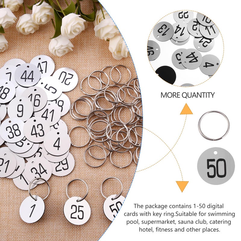 50 Pcs Round Plastic Numbered Tags with Key Rings for Office Event Classroom Labeling Identification - Image 4